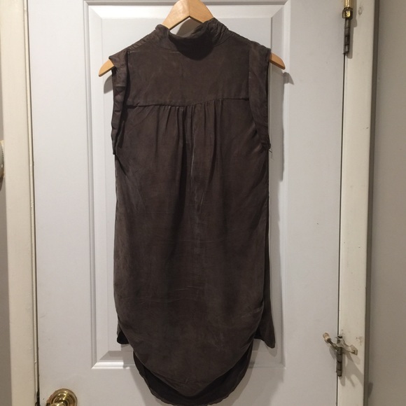BB DAKOTA Olive Faux Suede Sleeveless Top Tunic S - Picture 3 of 6